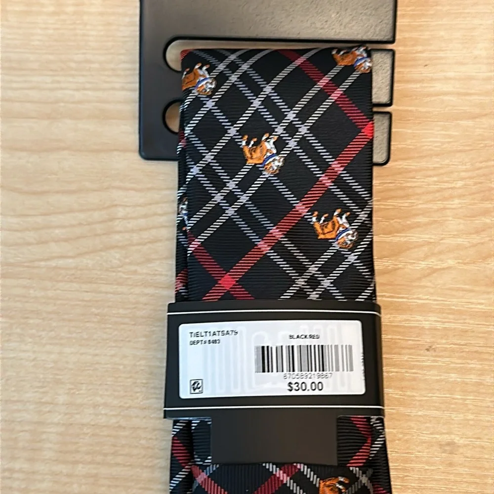 Lauren Bulldog Black/Red Plaid Classic Tie